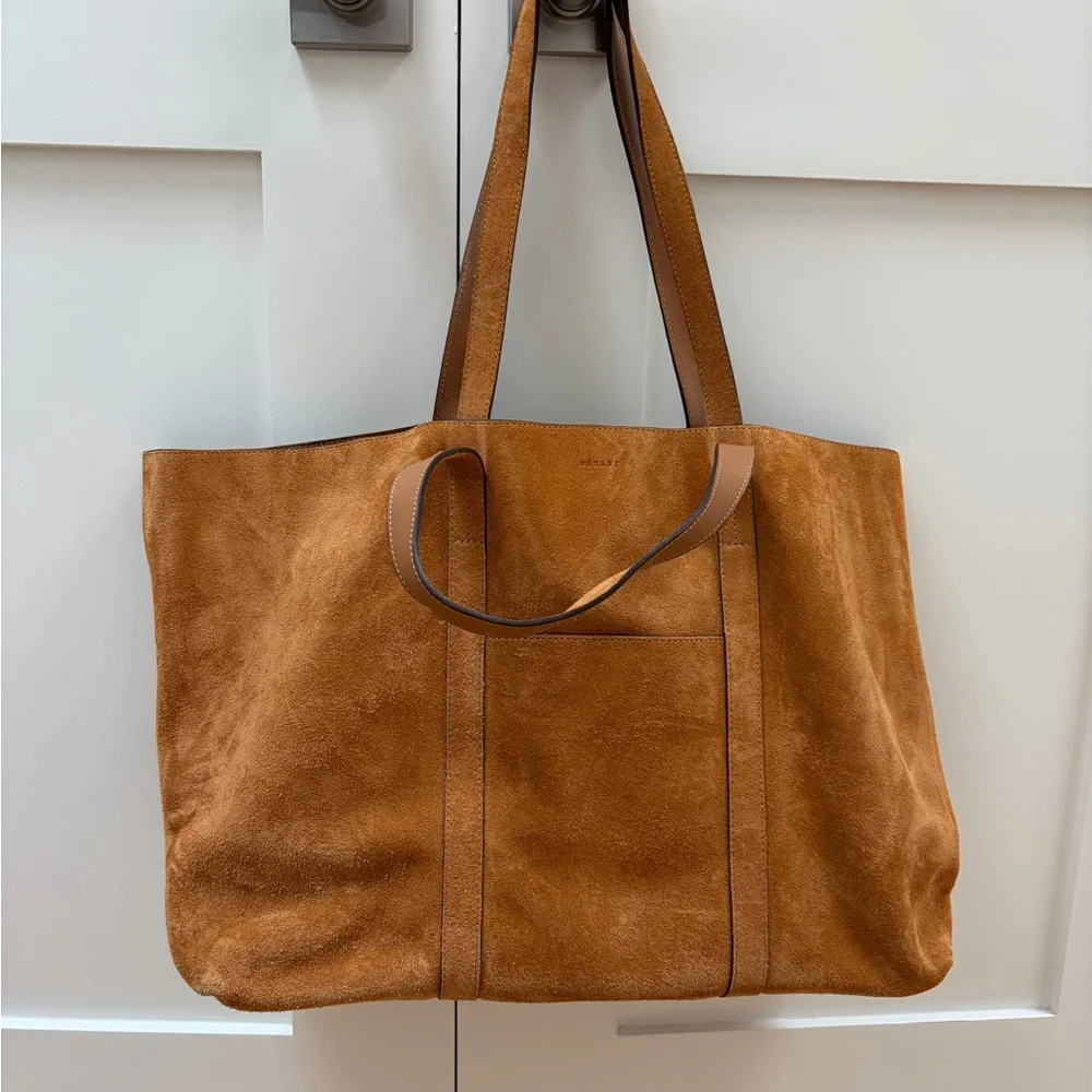 EUC Sezane Camel Beige Caramel Sand Suede Gabin Tote Bag Weekender Large Maxi